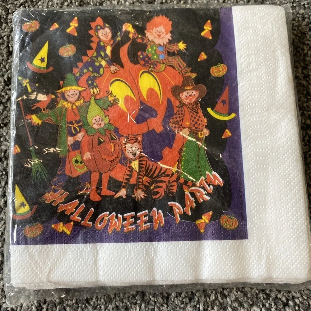 Vintage Duni Halloween Beverage / Lunch Napkins Plates Unopened Party NOS MTC